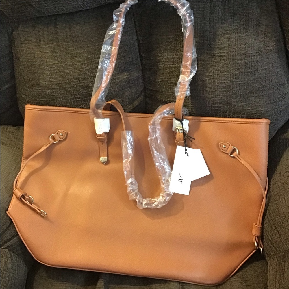JustFab Brown Tote Bag Shoulder Handbag Purse Large New Retails $59.95